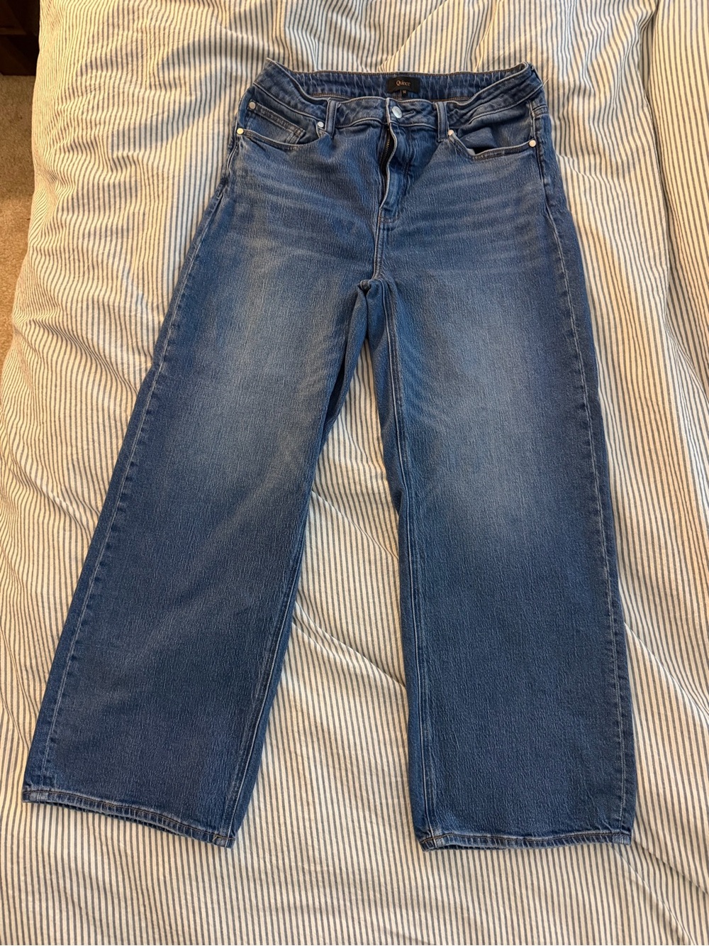 Quince Bella Stretch Relaxed Straight Jeans Atlantic Blue 30” Inseam Size 32